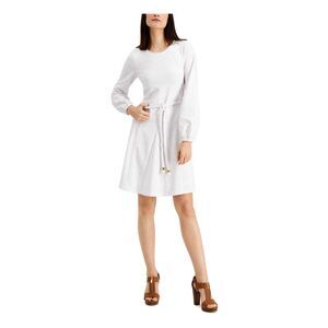 NWT MICHAEL MICHAEL KORS Womens White Tie Closure Godets Sleeve Dress S